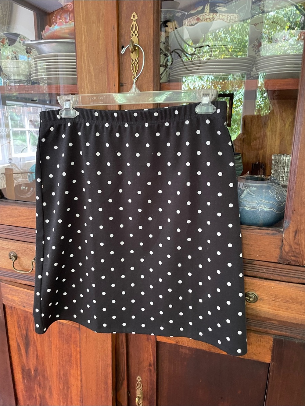 Talbots Black Polka Dot A-Line Skirt - Stretchy Classic Women's Skirt